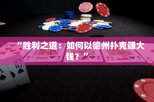 “勝利之道：如何以德州撲克賺大錢？”